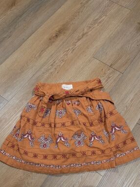 Boho Embroidered Orange Cotton Skirt